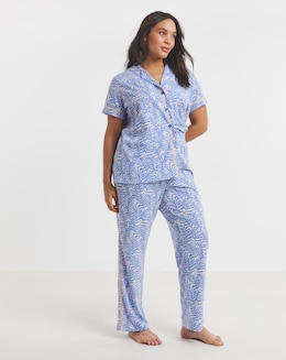 Joe Browns Fern Print Pyjama Set Cornflower Blue