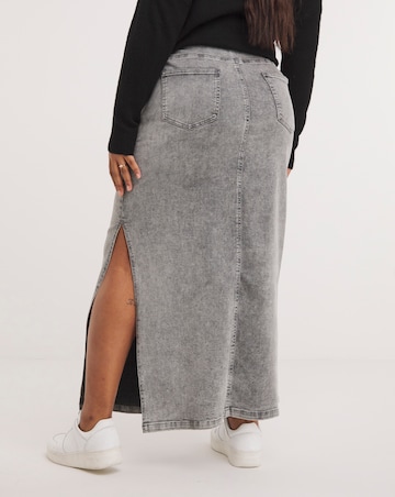Grey Side Split Maxi Skirt