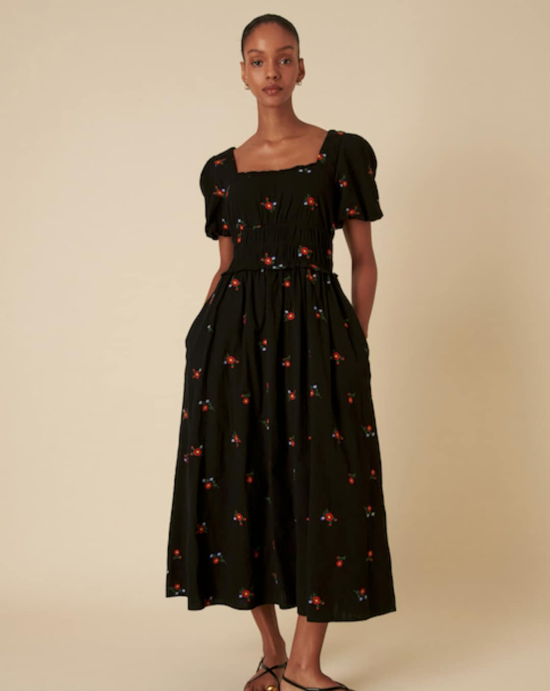 cream ditsy floral lia midi dress Cream Ditsy Floral Lia Midi Dress