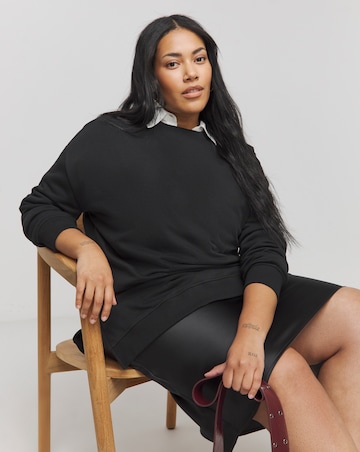 Basic Black Side Split Longline Sweatshirt Tunic