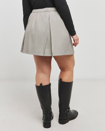 Pleated Brushed Check Mini Skirt