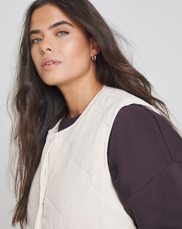 Simply Be Stone Textured Quilted Round Collar Gilet