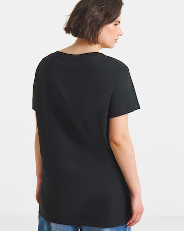 Black, White & Grey 3 Pack Pure Cotton Longline V Neck T-Shirts