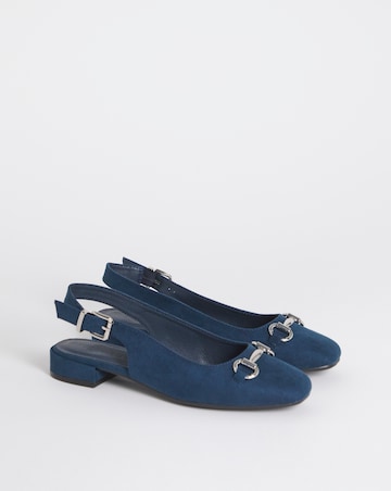 Presley Low Block Heel Slingback With Snaffle Trim - Extra Wide Fit (EEE)