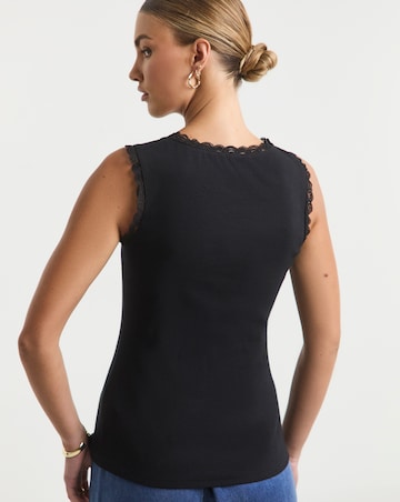 Black Tank Top with Lace Trim