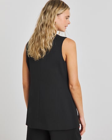 Black Longline Tailored Waistcoat
