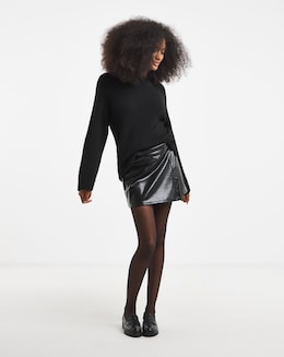 Black Vinyl Wrap Mini Skort