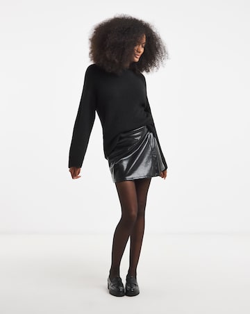 Black Vinyl Wrap Mini Skort