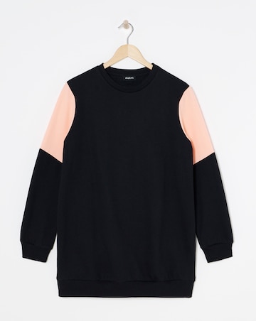 Black and Peach Colourblock Sweatshirt