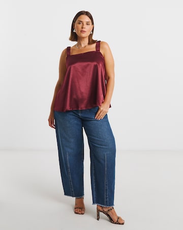 Satin Square Neck Ruched Cami