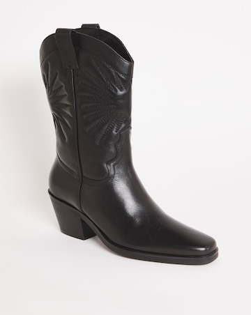 Maeve Leather Embroidered Western Cowboy Boots Wide Fit Standard Calf