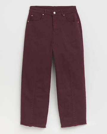 Burgundy Comfort Stretch Dart Detail Barrel Leg Jeans