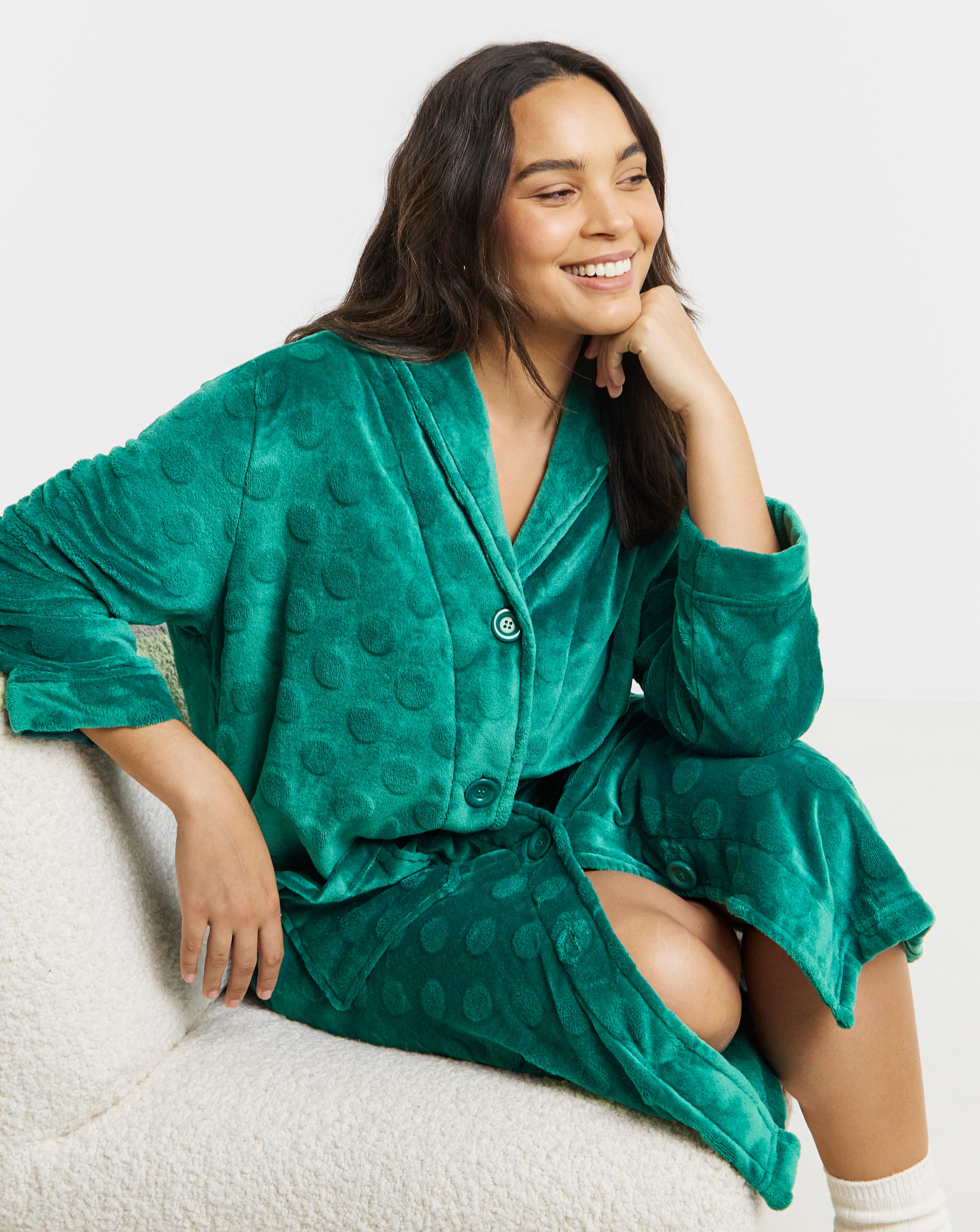 Pretty Secrets Button Fleece Dressing Gown