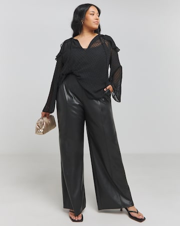 Joanna Hope Dobby Spot Ruffle Blouse