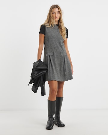 Simply Be Grey Check Print Jersey Jacquard Shift Dress