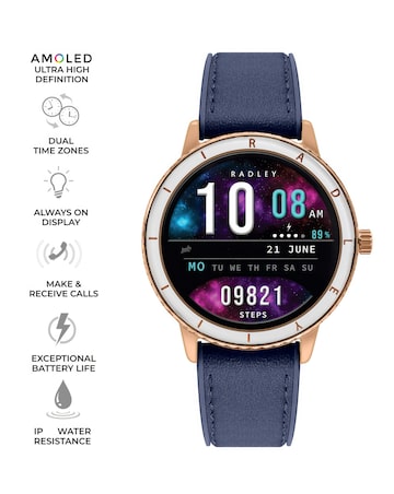 Radley Series 57 AMOLED Leather Silicone Strap Smart Watch - Ink