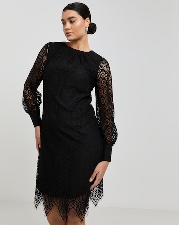 Joanna Hope Black Lace Shift Dress