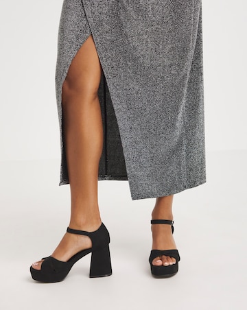 Mia Cross Front Platform Heeled Sandals Wide E Fit