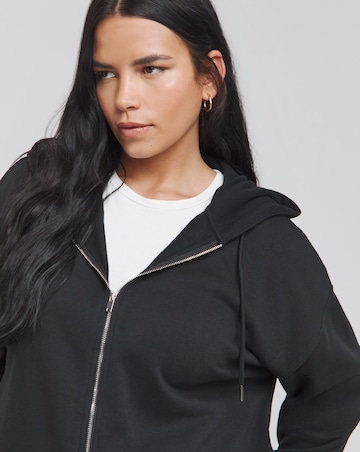 Black Core Zip Through Longline Hoodie