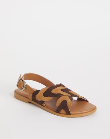 Joe Browns Tan Comfort Suede Plait Sandals -Wide Fit (E)