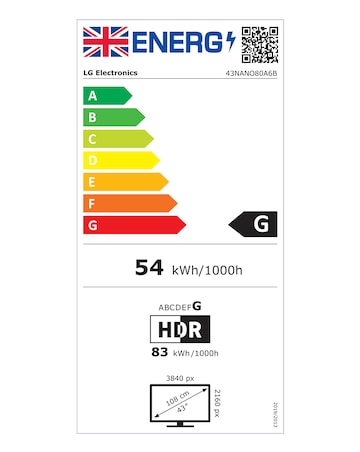 LG 43NANO80A6B 43in NanoCell AI 4K Smart TV