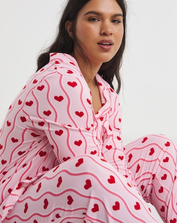 Chelsea Peers Classic Button Up Pyjama Set Heart Print