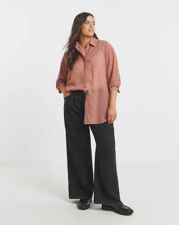 Simply Be Rose Textured Dobby Shirt with Pearl Detail