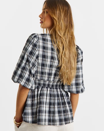 Brushed Cotton Puff Sleeve Tea Blouse