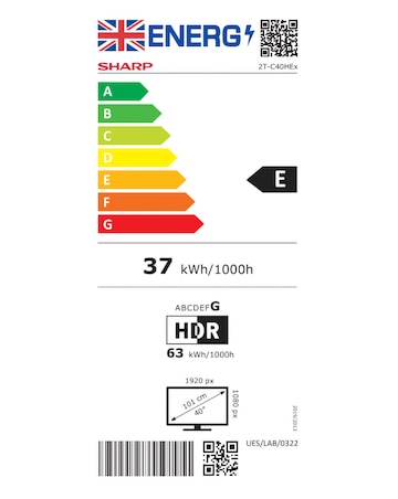 SHARP 2T-C40HE2245KB 40in Full HD Smart TiVo LED TV with Freely