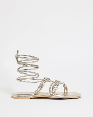 Opal Metallic Knotted Ankle Tie Flat Sandals - Extra Wide Fit (EEE)