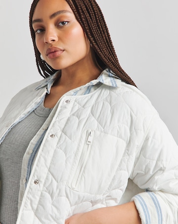 Simply Be White Heart Quilted Jacket