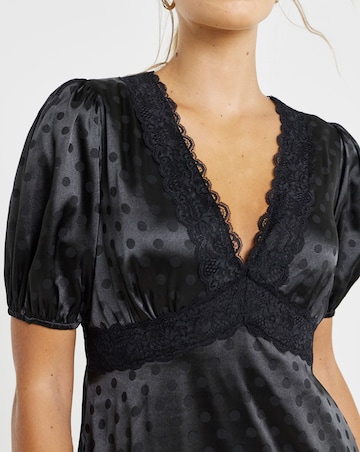 Lovedrobe Lace Trim Satin Jaquard Midaxi