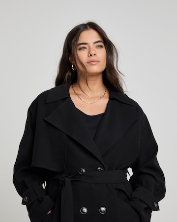 Black Drape Maxi Trench