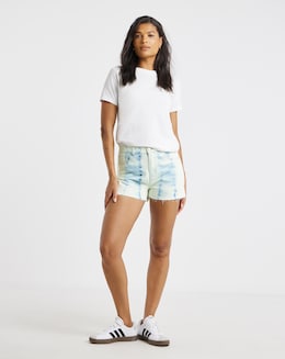 Simply Be Bleach Wash Tie Dye Mom Short