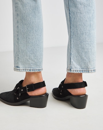 Elyria Suede Western Detailed Mule Shoes - Wide Fit (E)