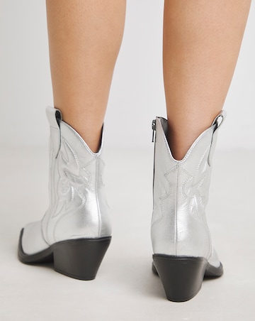 Angelique Embroidered Leather Ankle Western Boots - Extra Wide Fit (EEE)
