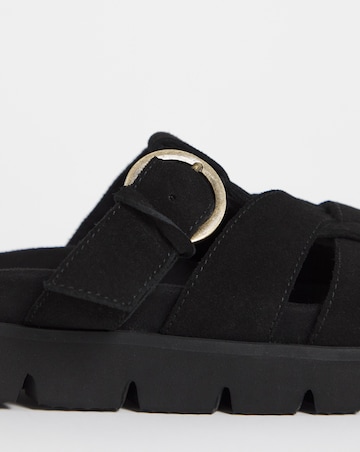 Aziza Suede Woven Closed Toe Mule Shoes - Wide Fit (E)