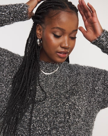 Gunmetal Tinsel Mini Jumper Dress