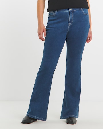 Indigo Fleece Lined Cosy Warm Feel Stretch Flare Leg Jeans