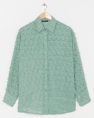 Mint Textured Fluffy Shirt