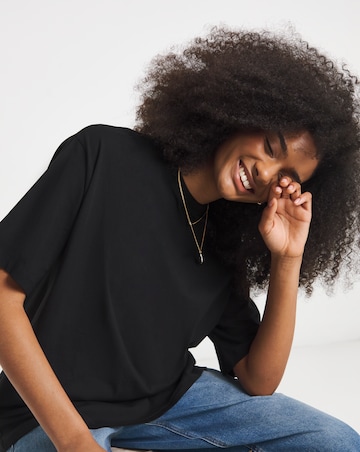 Black Oversized Slouchy Pure Cotton Crew Neck T-Shirt