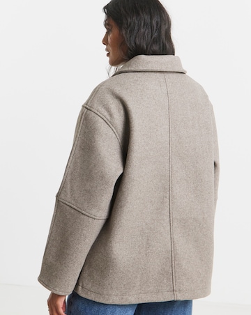 Neutral Zip Through Funnel Neck Jacket