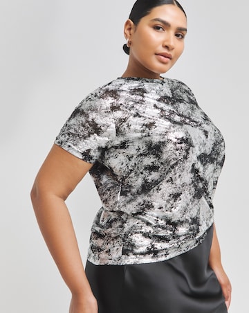 Black & Silver Metallic Mesh T-Shirt