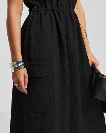 Black Cargo Utility Apron Dress