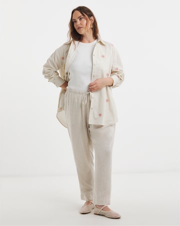 Sage Flower Embroidered Stripe Shirt