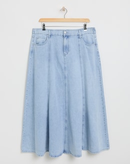 Light Wash A Line Maxi Denim Skirt