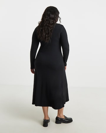 Tommy Hilfiger Rib Flare Midi Dress