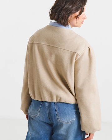 Simply Be Neutral Bubble Hem Round Collar Jacket