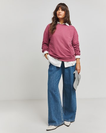 Burgundy Acid Wash Seam Detail Sweatshirt