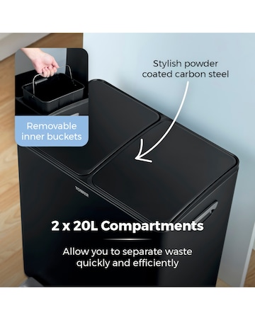 Tower 40L Recycling Pedal Bin Black